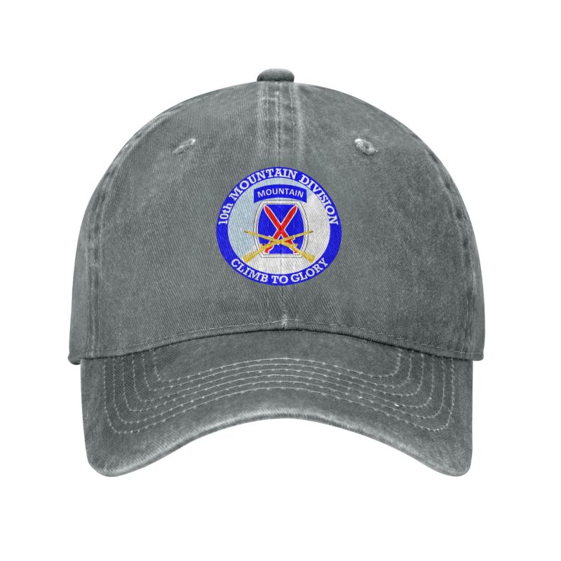 Us Army 10th Mountain Division Denim Hat Adjustable Baseball Cap - Picture 11 of 15