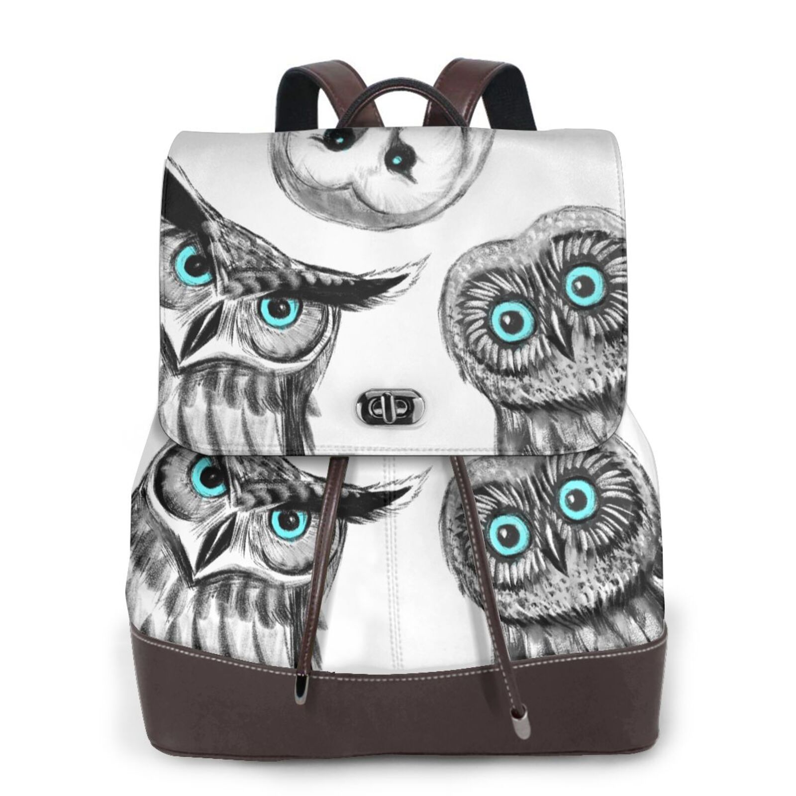 funny animals Women's leather backpack