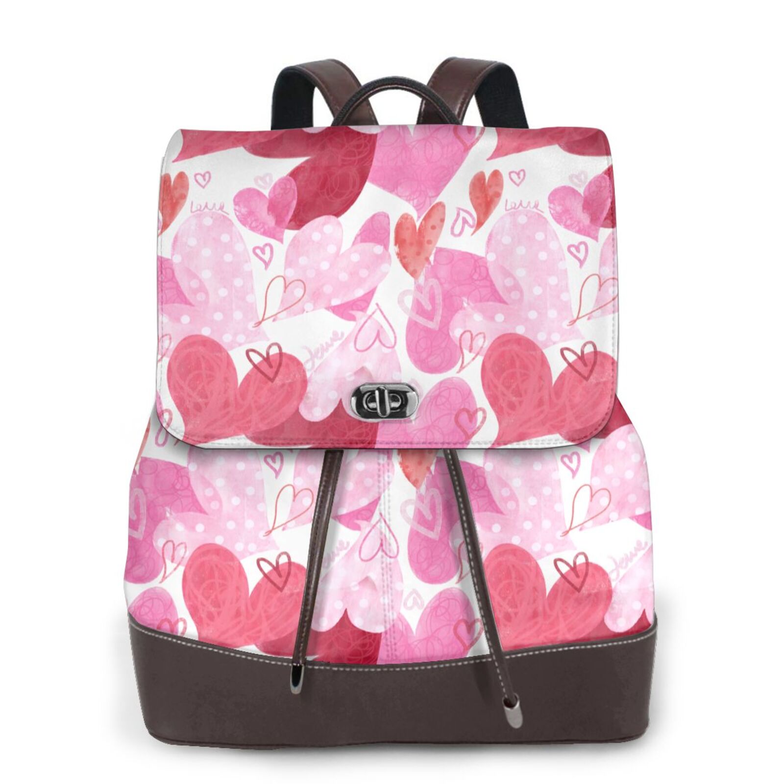 Watercolor love Women's leather backpack