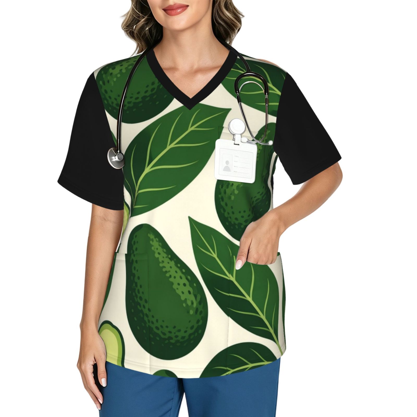 avocado2_scrub_2496x2991 Women's V neck scrub top