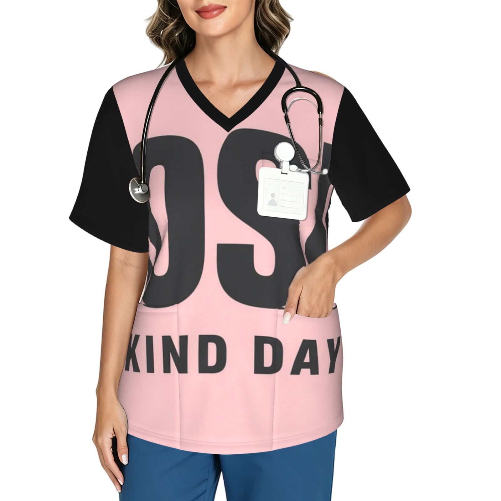 rosietxt_scrub_2496x2991 Women's V neck scrub top