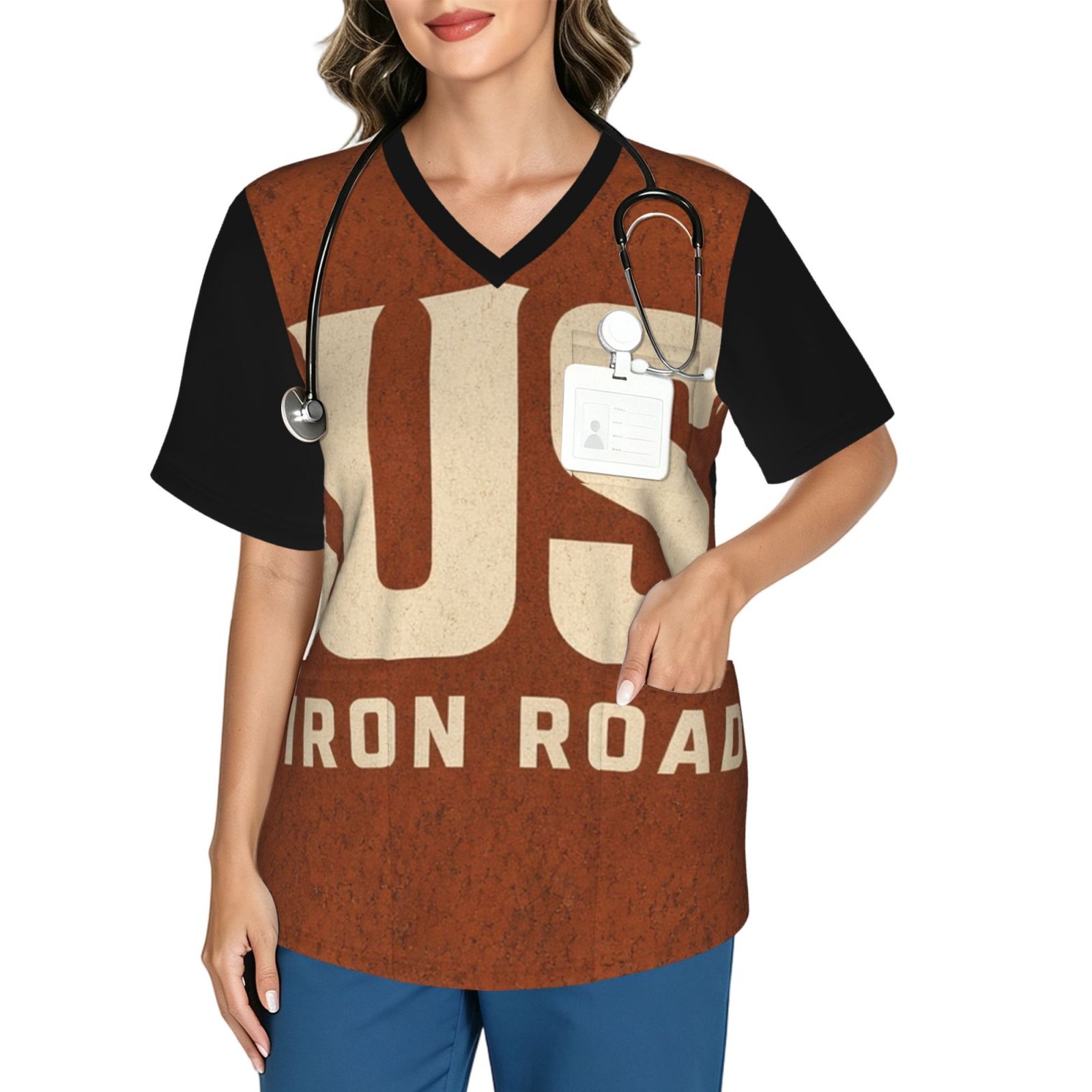 rust_scrub_2496x2991 Women's V neck scrub top