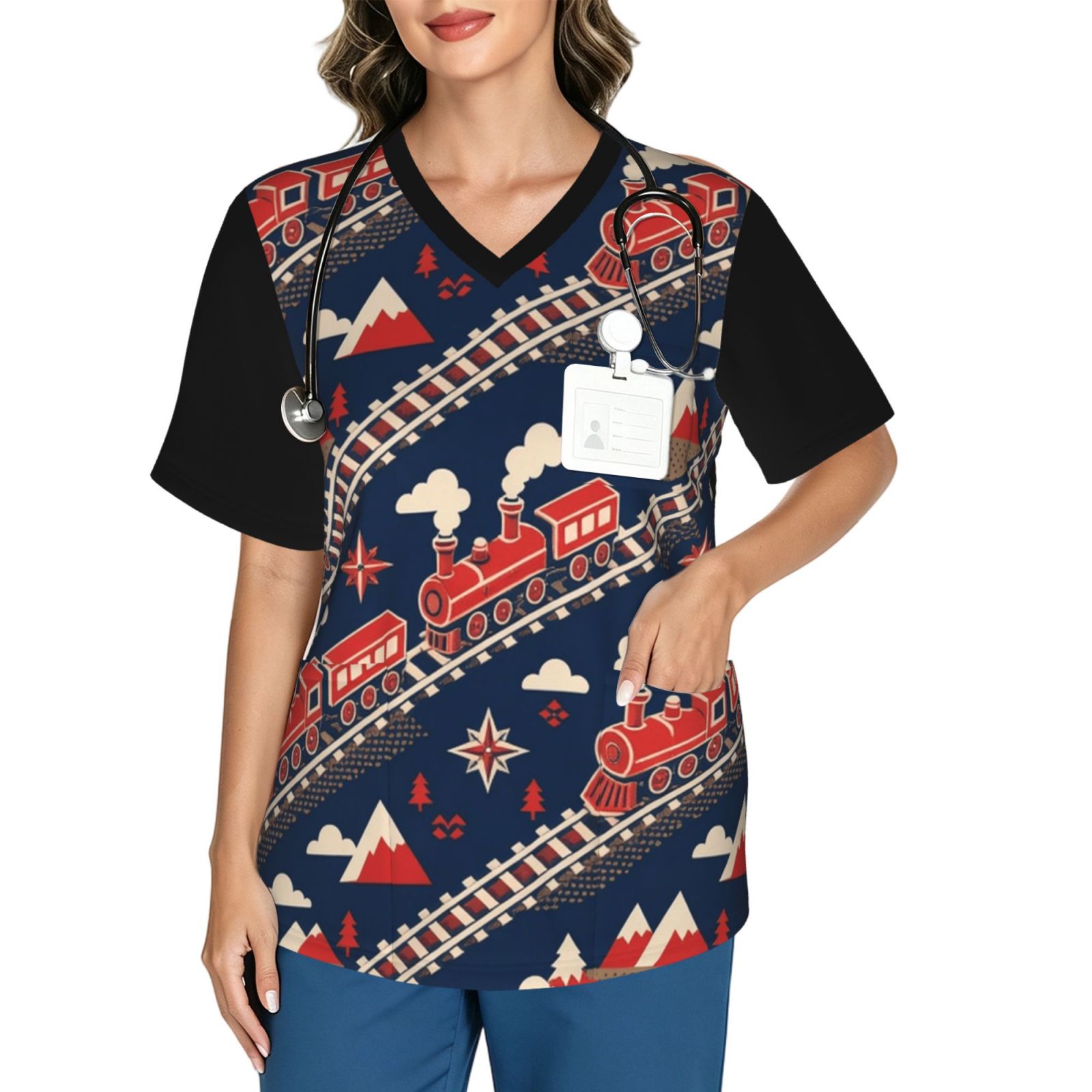 traintravel_scrub_2496x2991 Women's V neck scrub top