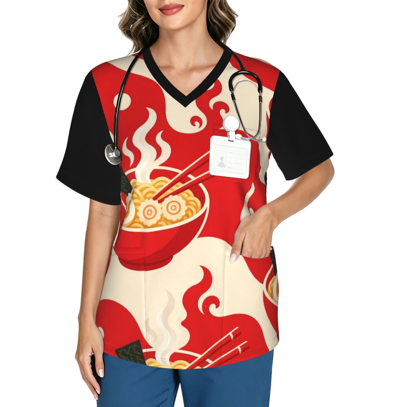 ramenbowl_scrub_2496x2991 Women's V neck scrub top