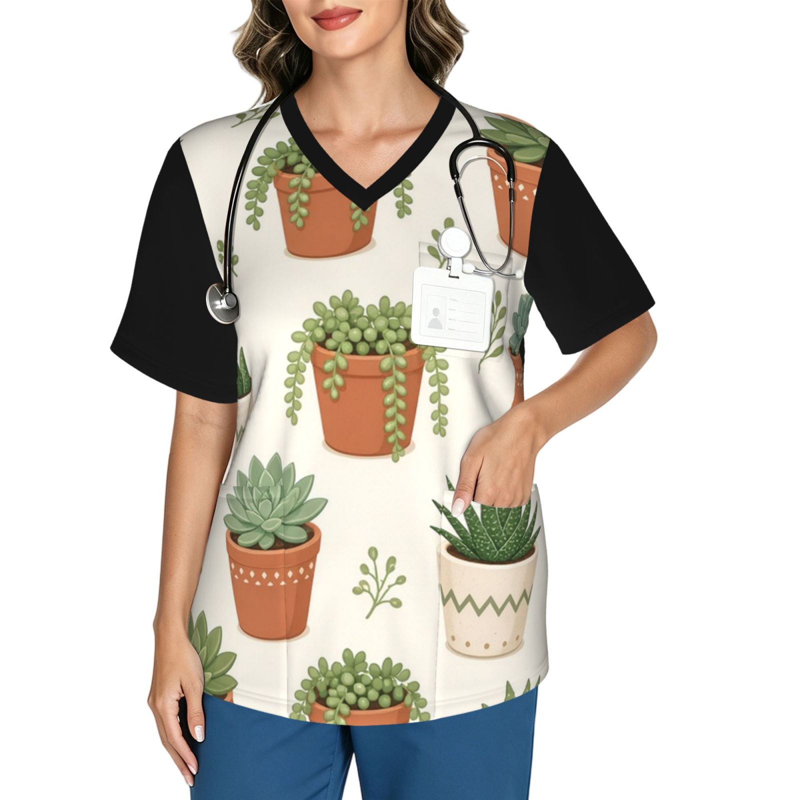 succulent_scrub_2496x2991 Women's V neck scrub top
