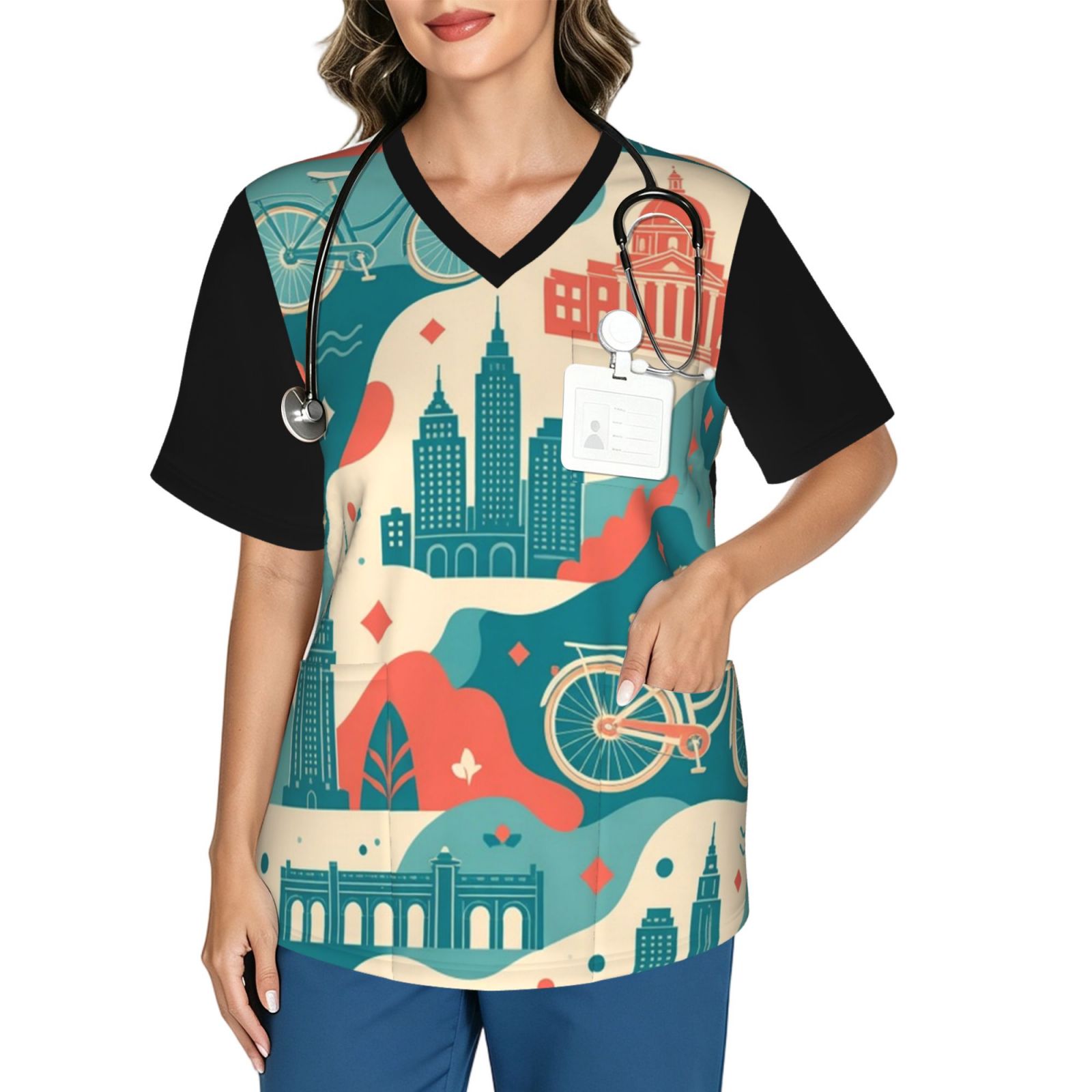 citybike_scrub_2496x2991 Women's V neck scrub top