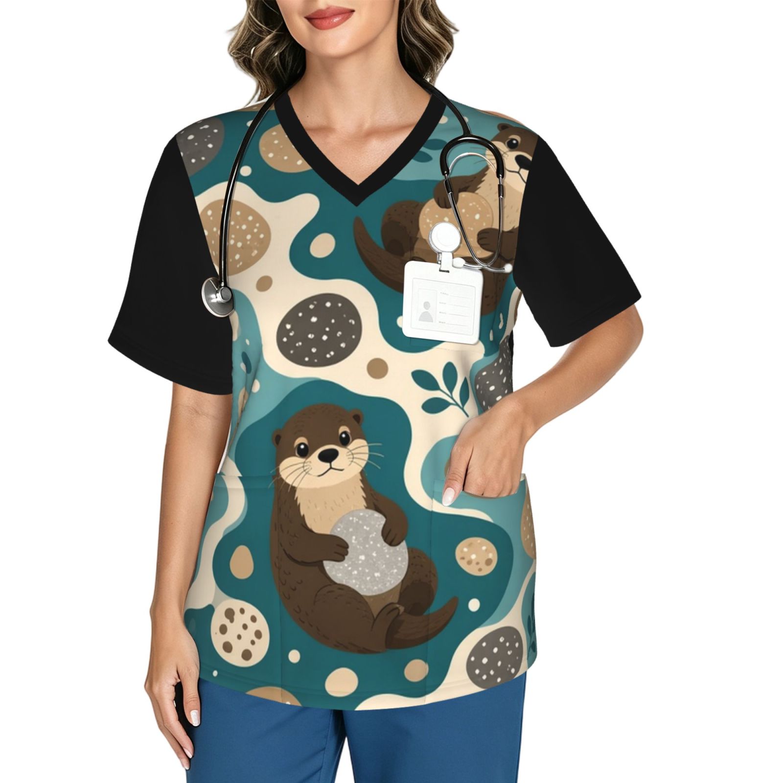 otterriver_scrub_2496x2991 Women's V neck scrub top