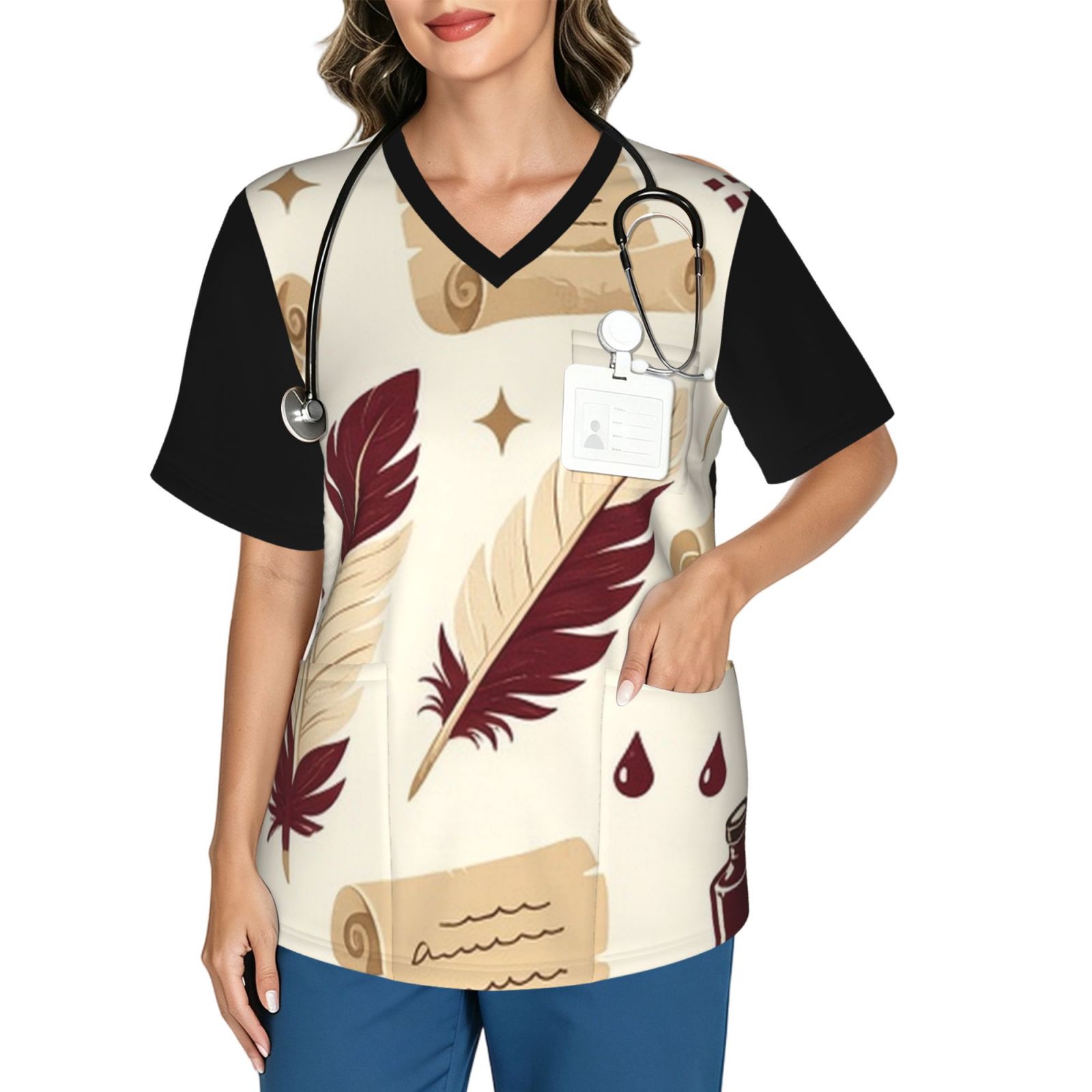quillink_phone_1004x1985 Women's V neck scrub top