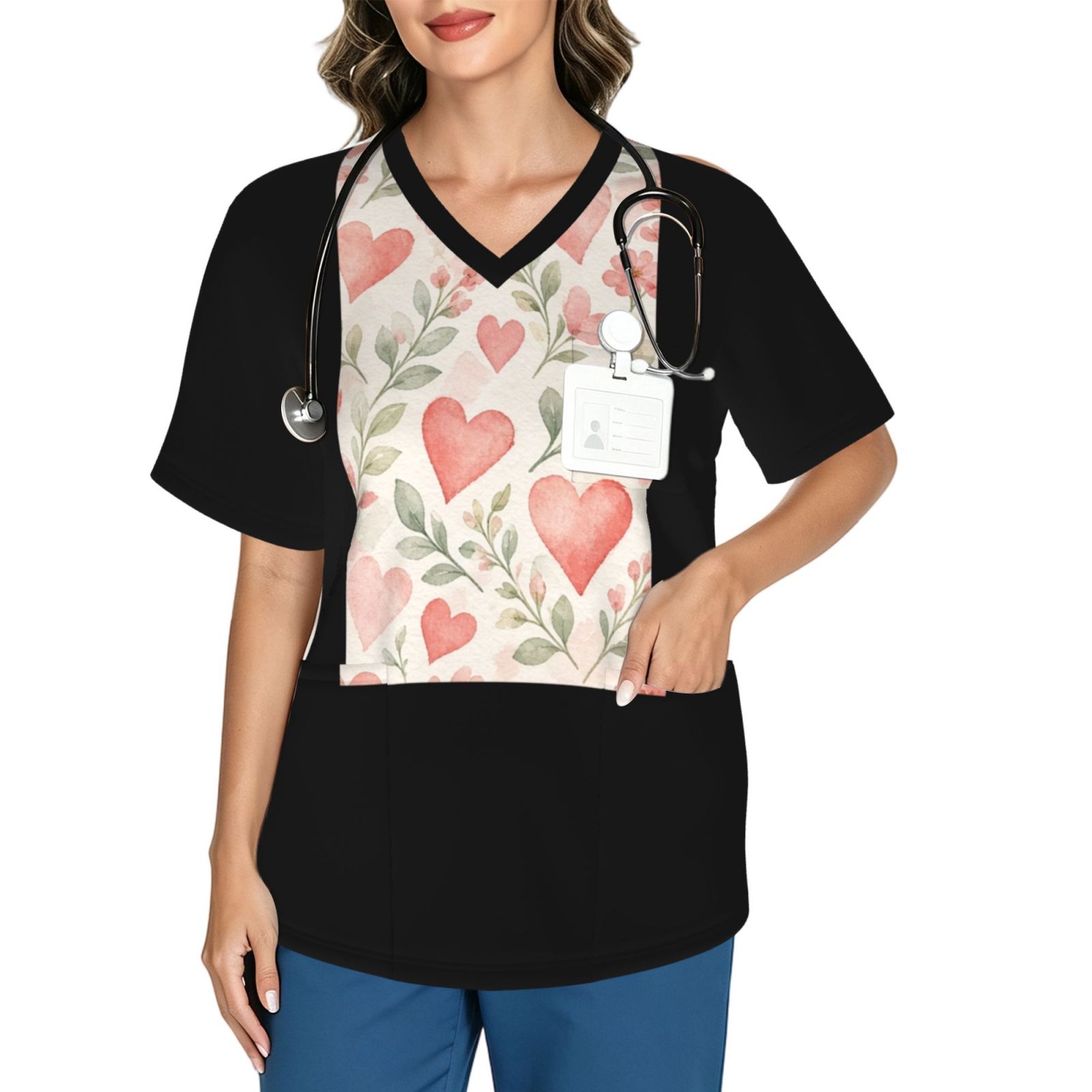 valentine_phone_1004x1985 Women's V neck scrub top