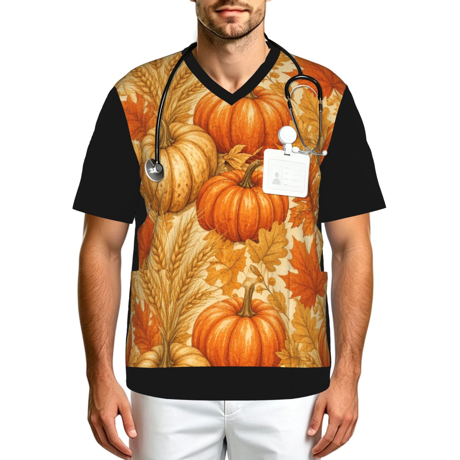 thanksgiving_scrub_2496x2991 Men's V neck scrub top