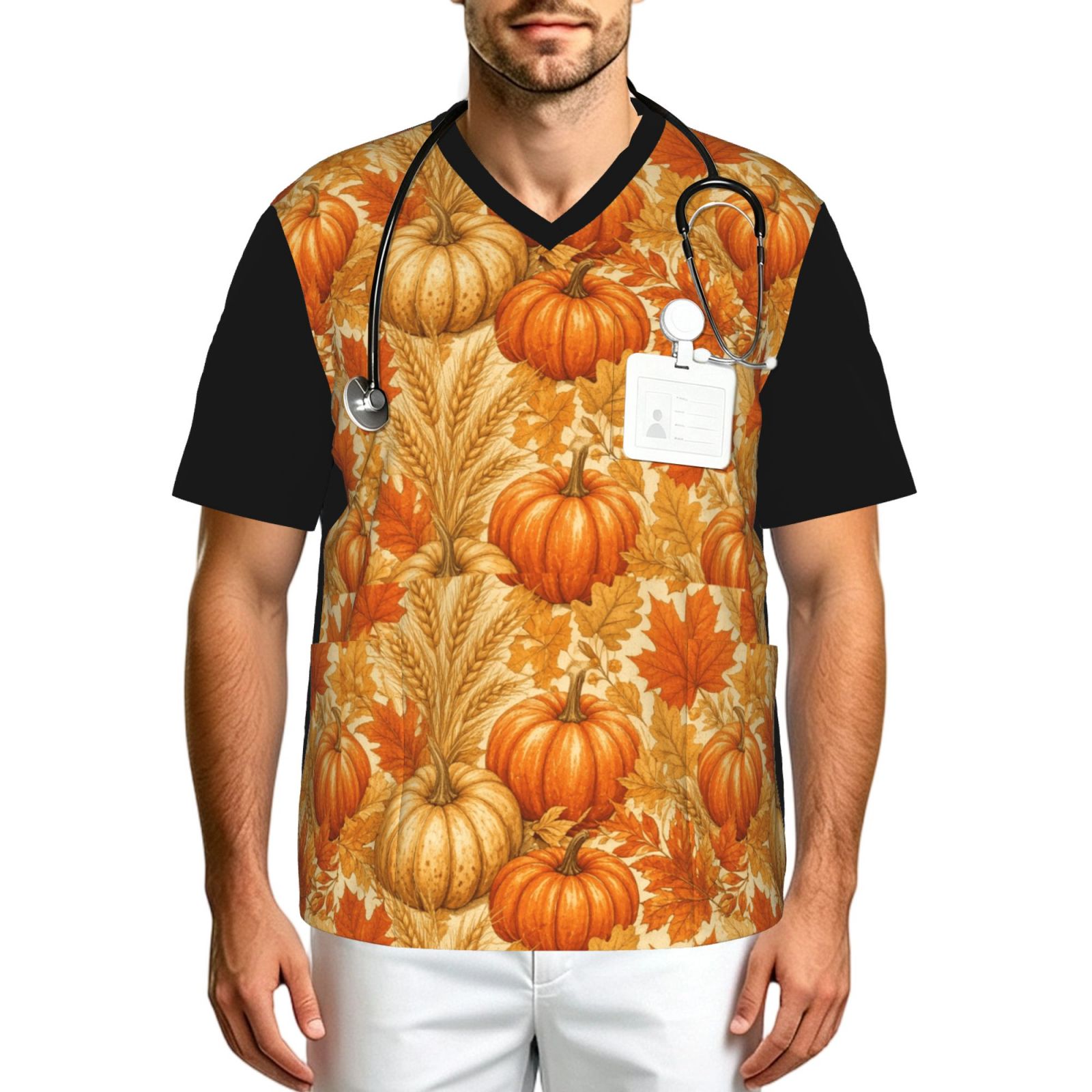 thanksgiving_scrub_2496x2991 Men's V neck scrub top